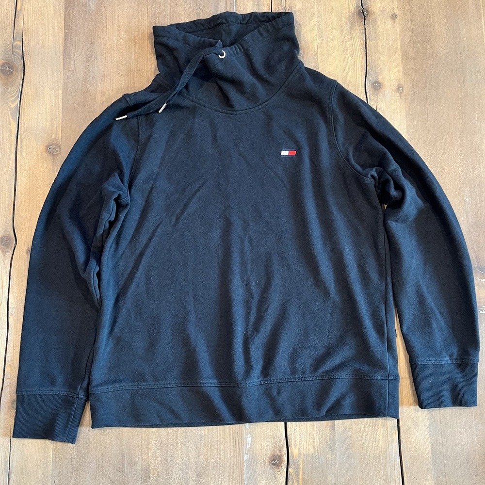 Tommy Hilfiger Sport Pullover Womens Navy Cowl Neck Drawstring Medium